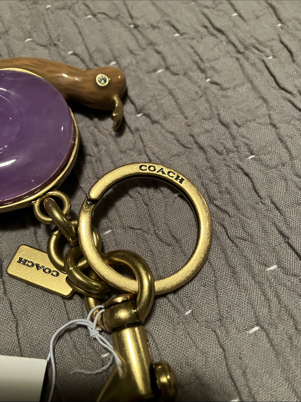 COACH. Snail Keychain Charm with Purple Shell and Gold Hardware. ADORABLE! FIRM - Picture 4 of 11